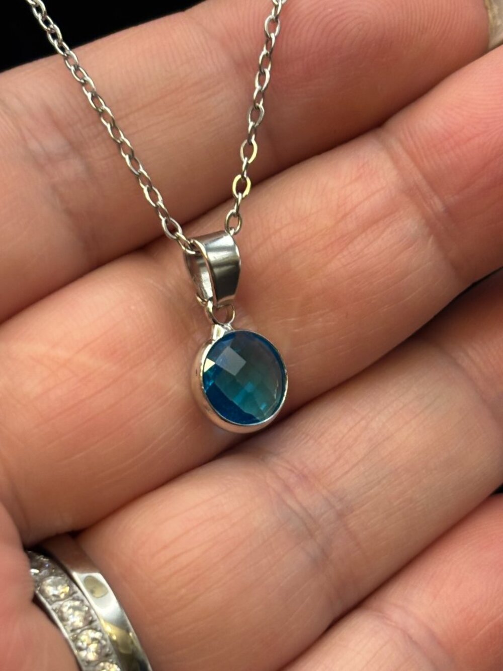 CZ Blue Topaz Pendant Necklace